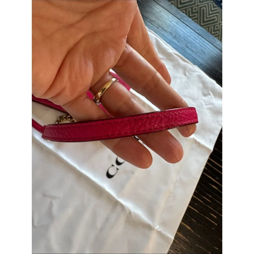 Coach Quinn Pebbled Leather Crossbody Style #F52709) hot pink/cranberry color - Picture 5 of 8